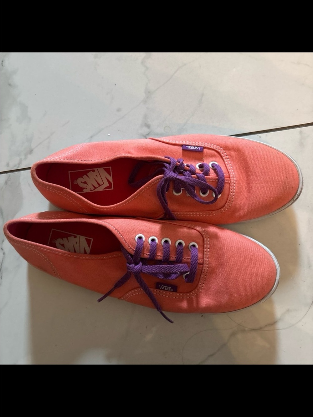 Vans Women’s Coral Canvas Sneakers with Purple Laces